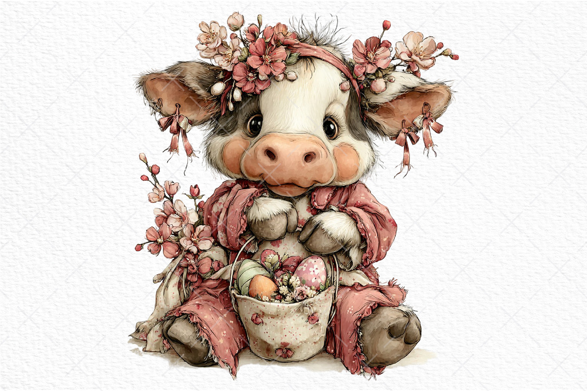 Whimsical Easter Cow Clipart Png, an Illustration by Craft Nest (Photo 10 of 11)