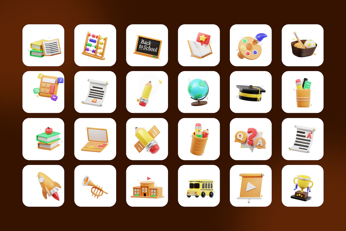 Education 3D Icons Set, an Object 3D Model by Karacis Studio (Photo 6 of 6)