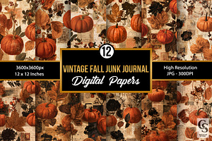 Vintage Autumn Junk Journal Paper