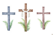 Flower Crosses Watercolor Clipart, a Decorative Illustration by Elena Medvedeva (Thumbnail 3 of 5)