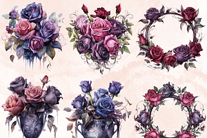 Watercolor Gothic Roses Collection