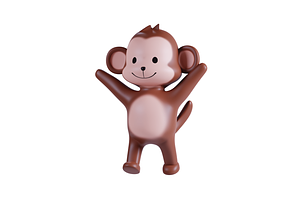 3D Pack Cute Animal Monkey