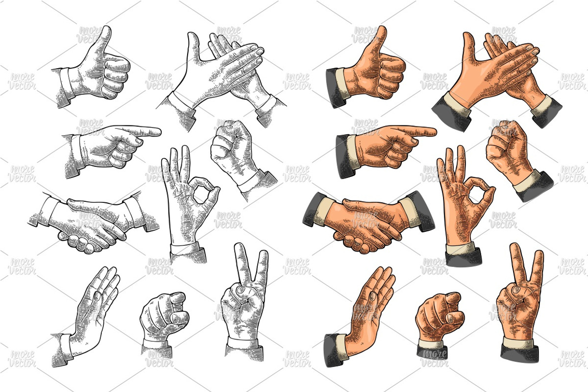 Male Hand finger sign, an Illustration by MoreVector
