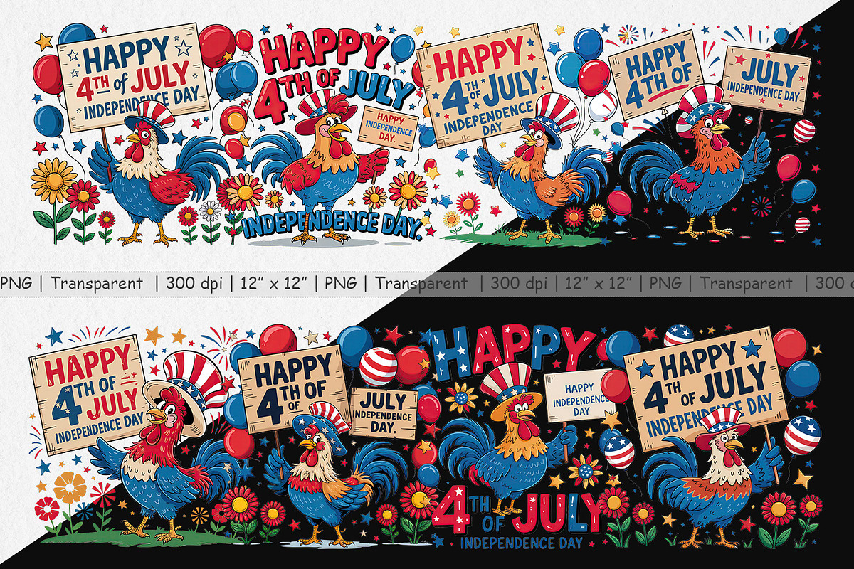 Happy 4th of July Rooster, a Graphic by Artnoy (Photo 2 of 5)