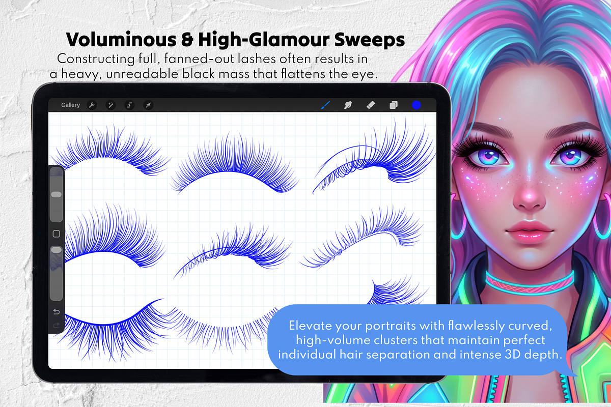 Eyelash Stamp Brushes Set, a Brush Add-On by Selentaori Studio (Photo 4 of 11)