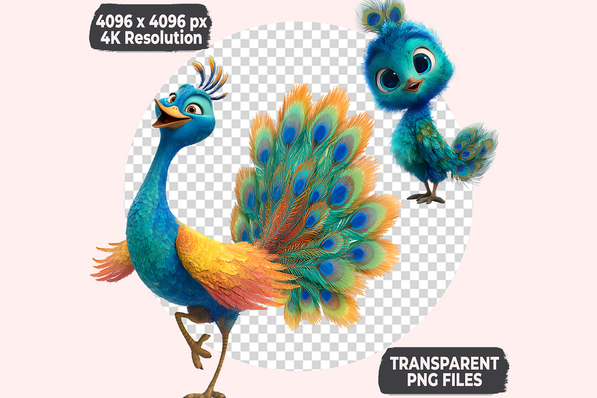 Peacock Clipart PNG Bundle, a Graphic by M9 Design (Photo 8 of 9)