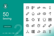 50 Sewing Line Icons, an Icon by IconBunny (Thumbnail 1 of 2)