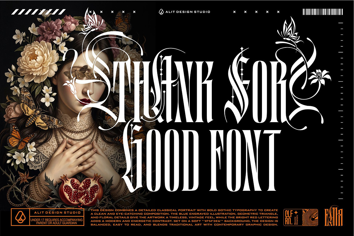 Black Letterfly Typeface, a Blackletter Font by alit design (Photo 20 of 20)