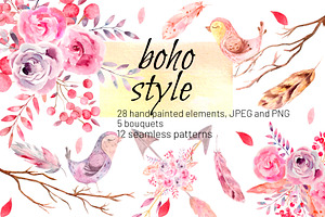 Watercolor Set Boho Style