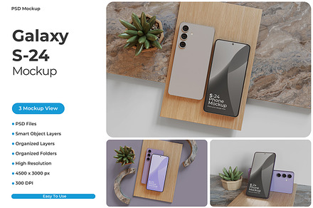 Galaxy S24 Phone Mockup, an Android Mockup by Pixie Creative
