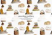 cozy reader seamless pattern jpeg, a Pattern Graphic by Pink Studio Art (Thumbnail 1 of 4)