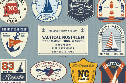 Vintage Nautical Logo Pack, a Branding & Logo Template by Golden Vision Studio