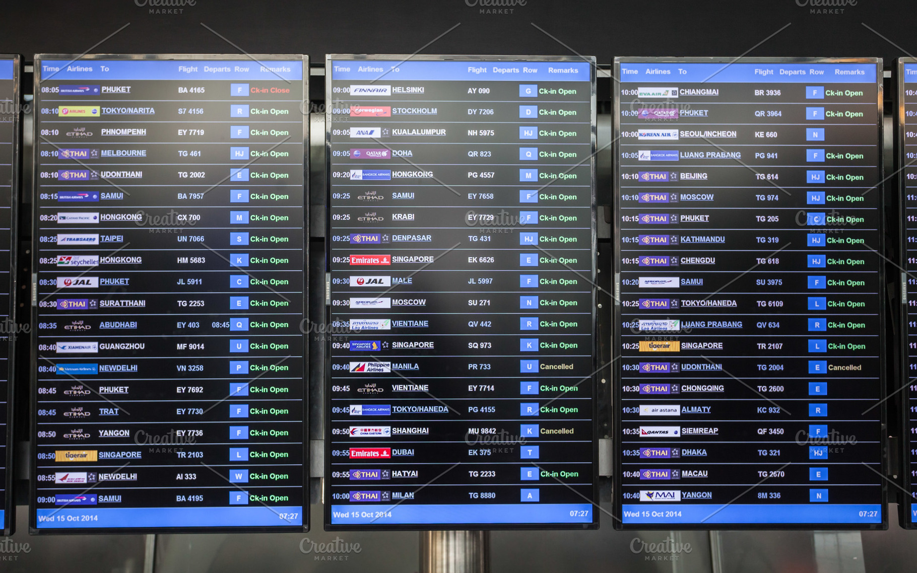 Airport timetable display, a Photo by saiko3p