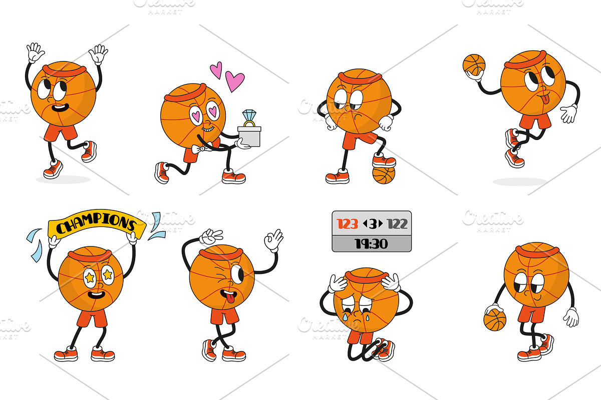 Basketball groovy character. Cartoon, a Sport Illustration by Valerie Bodnar