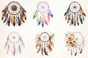 Dreamcatcher Watercolor Boho Clipart, an Illustration by DreamCafeArt (Thumbnail 2 of 5)