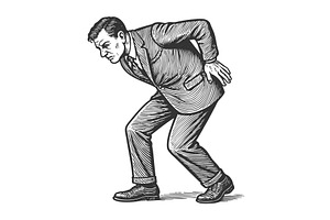 Businessman with Back Pain Holding, a Person Illustration by AlexArt