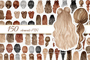 Female Hairstyles set, a Person Illustration by Colibri Watercolor (Thumbnail 1 of 14)