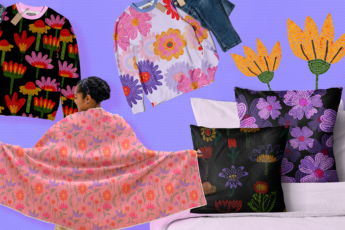 70s craft flower-embroidery&patterns, an Illustration by okchizh (Photo 5 of 10)