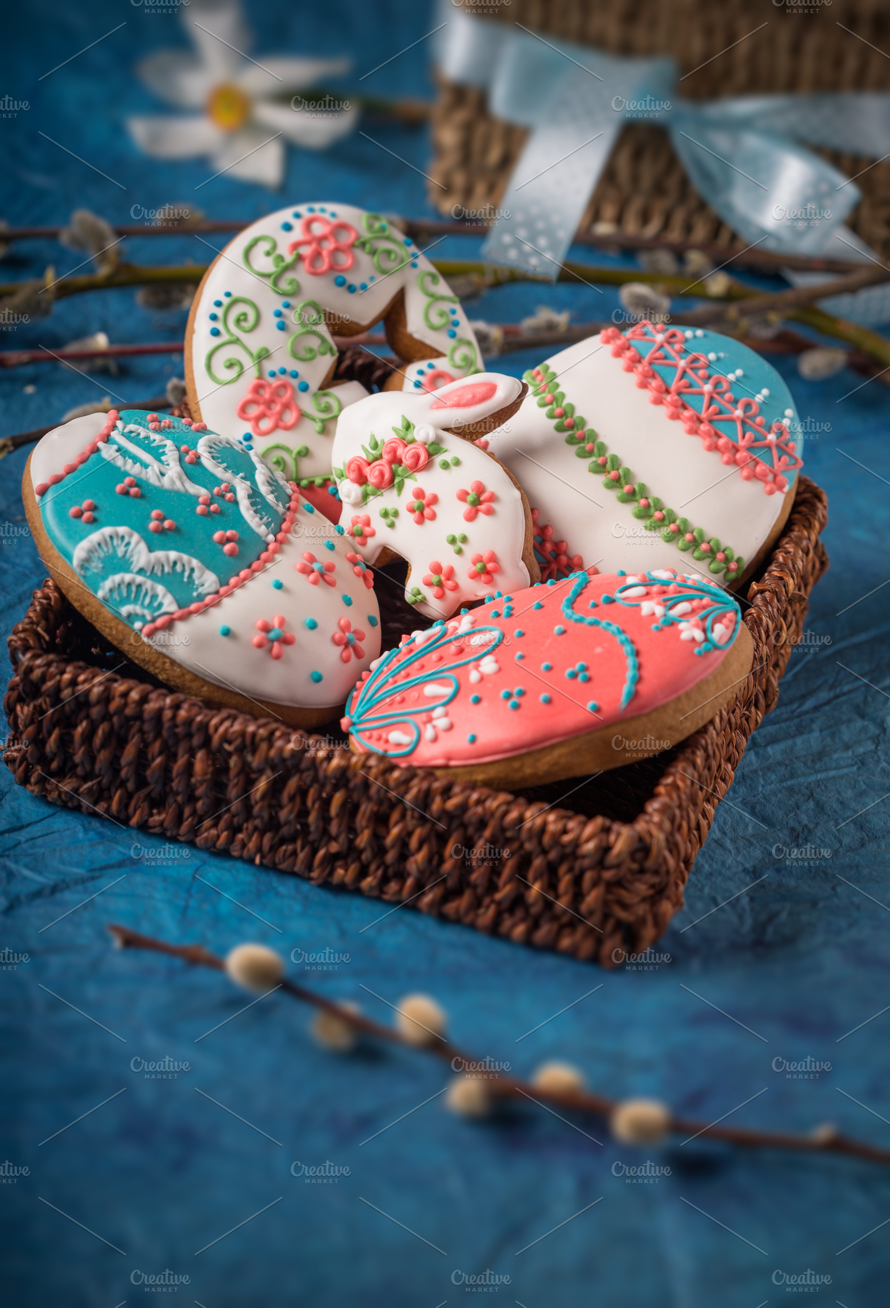 Cookies for easter containing cookie, bakery, and decorated, a Holiday Photo by peterzsuzsa