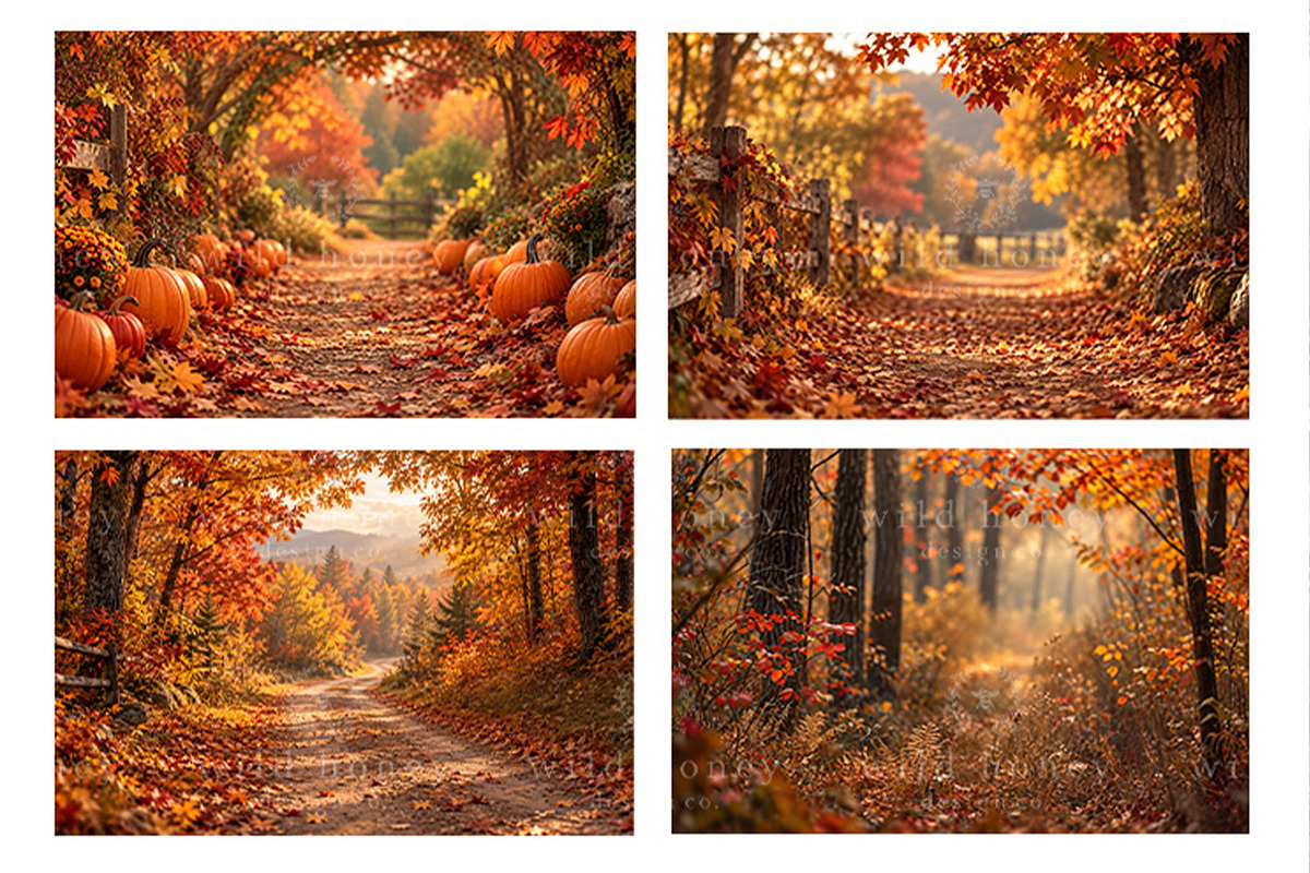 Fall Digital Backdrops BUNDLE, a Layer Style Add-On by Wild Honey Design Co. (Photo 3 of 6)