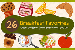 Breakfast Favorites Clipart Set, an Object Graphic by Drafts n Doodles