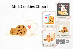 Milk Cookies Clipart, a Graphic by Artnoy