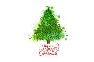Christmas tree brush strokes. hand, an Illustration by Nenahliadava Design