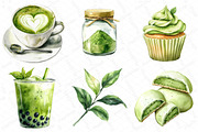 Watercolor Matcha Green Tea Clipart, an Illustration by DreamPrint404 (Thumbnail 5 of 6)