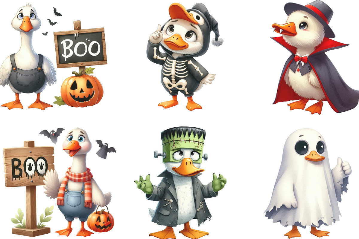 Funny Halloween Silly Goose Clipart, an Illustration by CraftArtStudio (Photo 2 of 6)