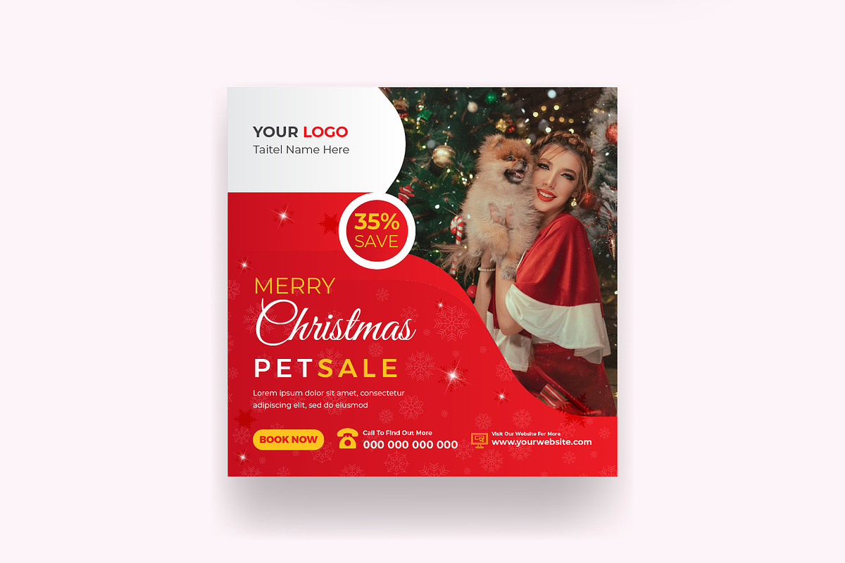 Christmas Pet Sale Social Media Post, a Social Media Template by Mk_Studio (Photo 5 of 7)