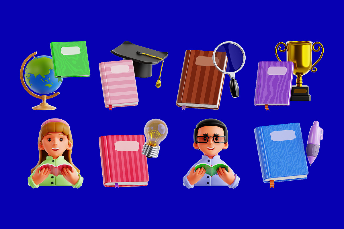 Book 3D Icon Set, an Object 3D Model by Eklip Studio (Photo 2 of 3)