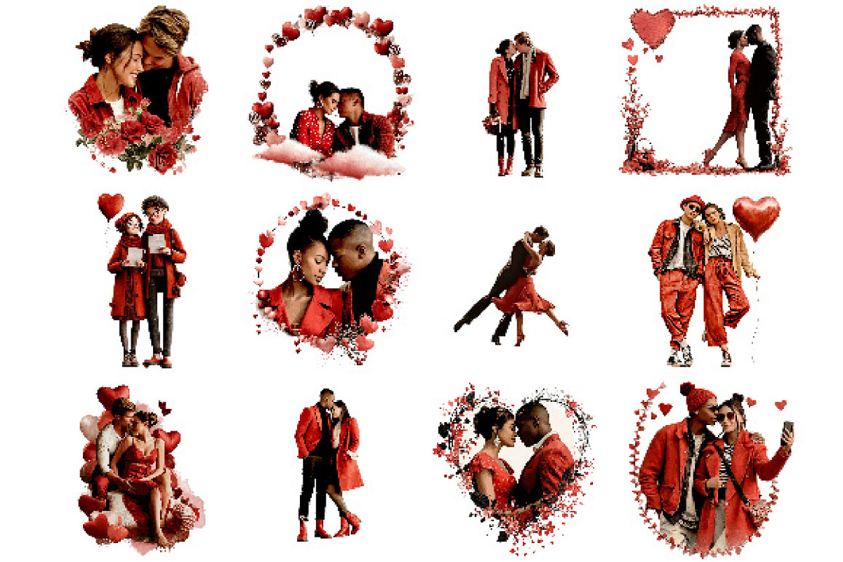 Valentines Day Romantic Couple, an Illustration by Designking (Photo 2 of 5)