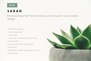 Sarah PSD Blog Theme, a Websites & App Template by thematica (Thumbnail 1 of 11)