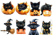 Halloween Black Cat Clipart, an Animal Illustration by cherrydesign (Thumbnail 3 of 4)