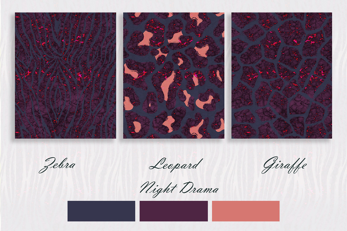 Wild Animal Prints Set Night Drama, a Pattern Graphic by Oksana Dovhopol Art (Photo 7 of 19)