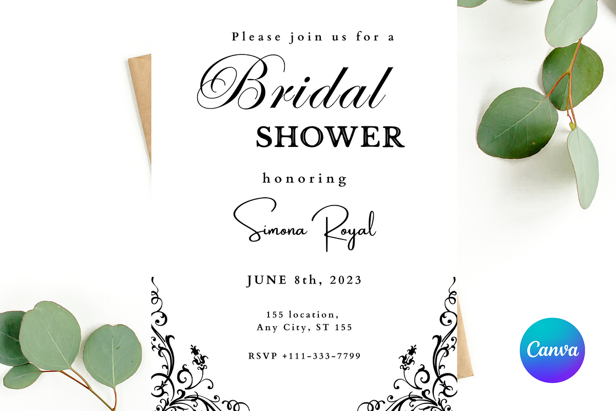 Bridal Shower Invitation Template, an Invitation Template by SimoDigitalArt (Photo 6 of 9)