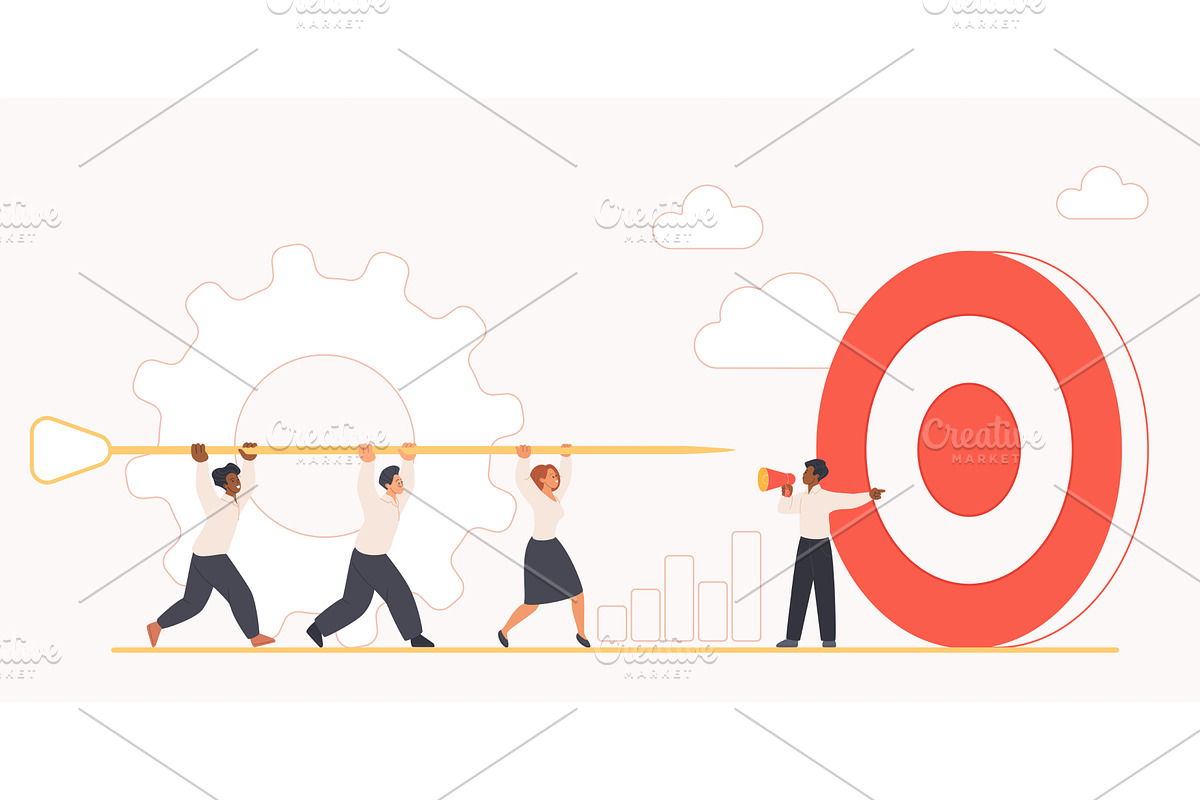 Corporate company target achievement, a Person Illustration by Lemberg Vector