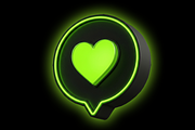 3D Neon Green Heart Chat Bubble, an Emoji Icon by microtasker (Thumbnail 2 of 2)