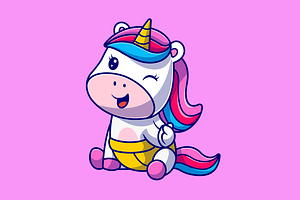 Cute Baby Unicorn Cartoon