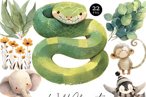 Watercolor Animal Clipart Bundle, an Animal Illustration by Design Scotch