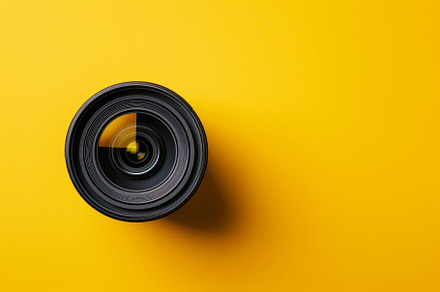 A camera lens is centered against a, a Photo by Tanuart