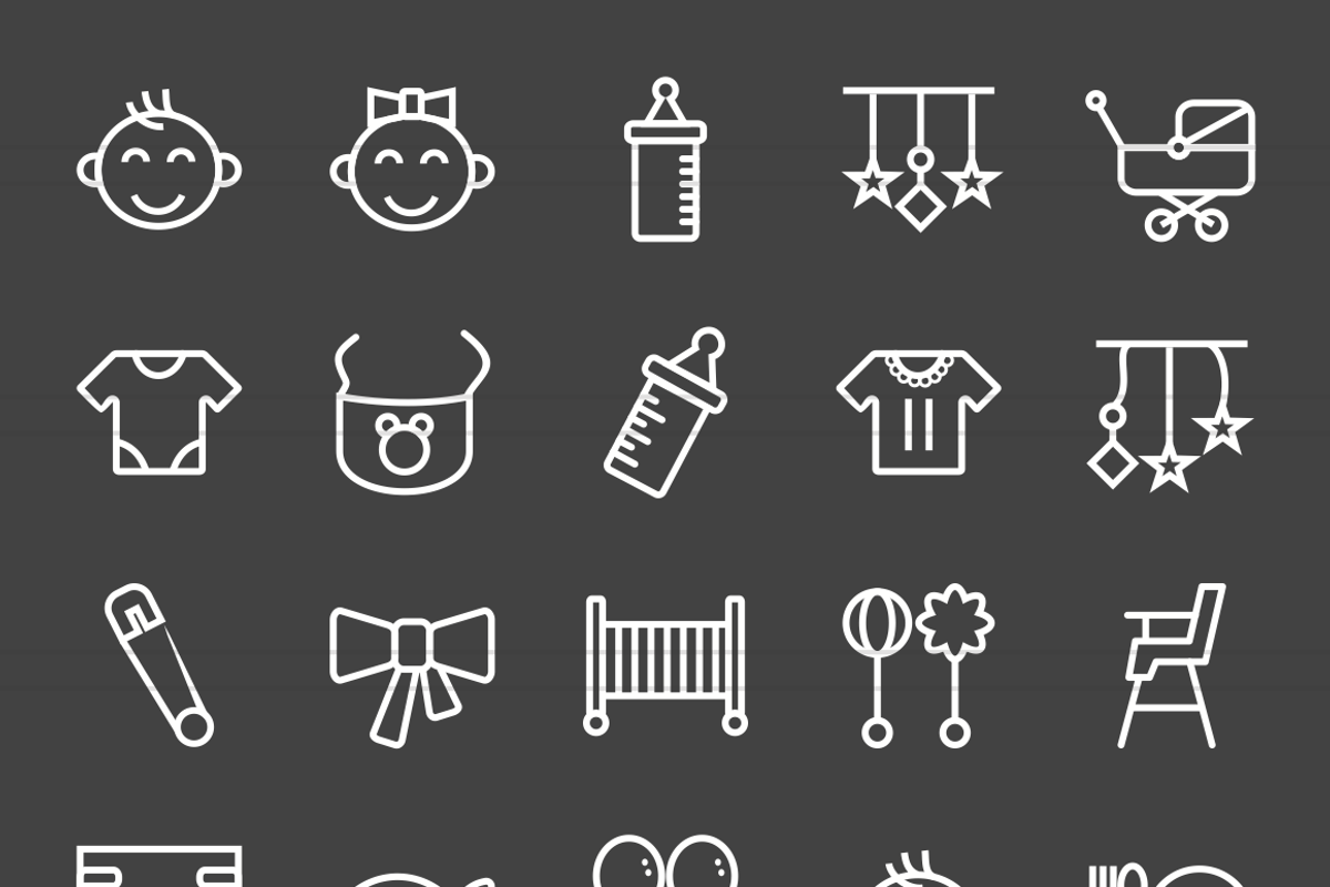 50 Baby Line Inverted Icons preview 2