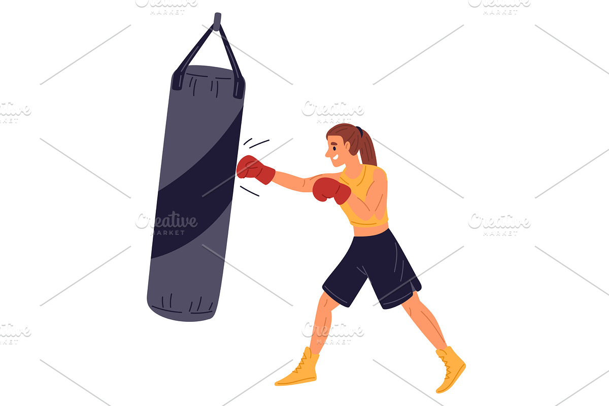 Female boxer practicing martial arts, a Sport Illustration by Vectorbuum