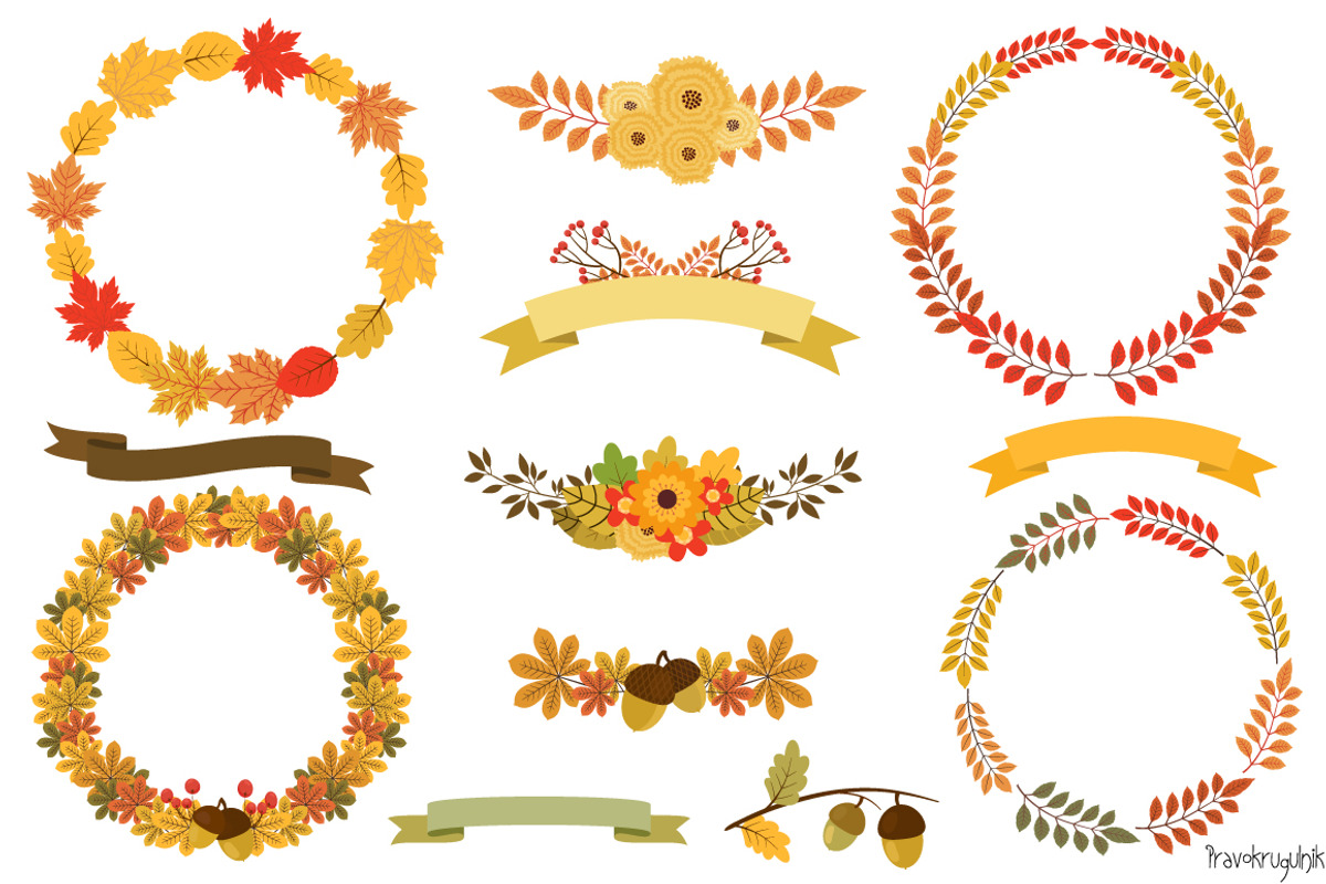 Autumn wreath clip art, an Illustration by Pravokrugulnik (Photo 1 of 2)