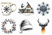 Black and White Christmas Clipart, an Illustration by Craft Nest (Thumbnail 3 of 6)