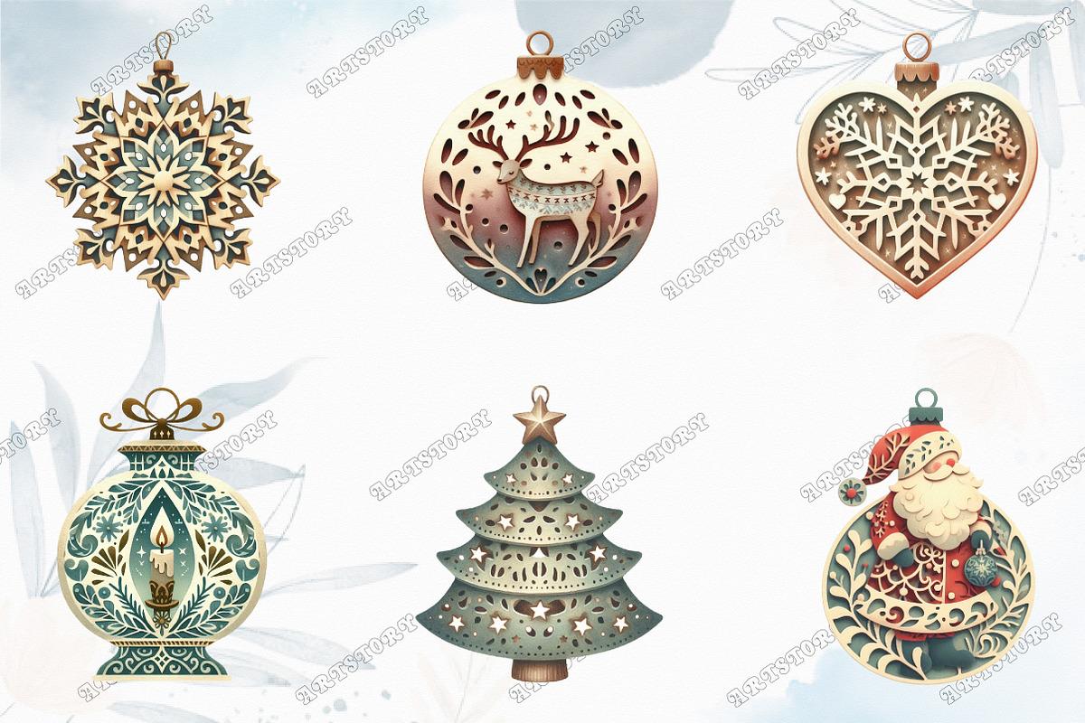 Christmas Laser Cut Ornaments Bundle, an Illustration by designcity5 (Photo 3 of 5)