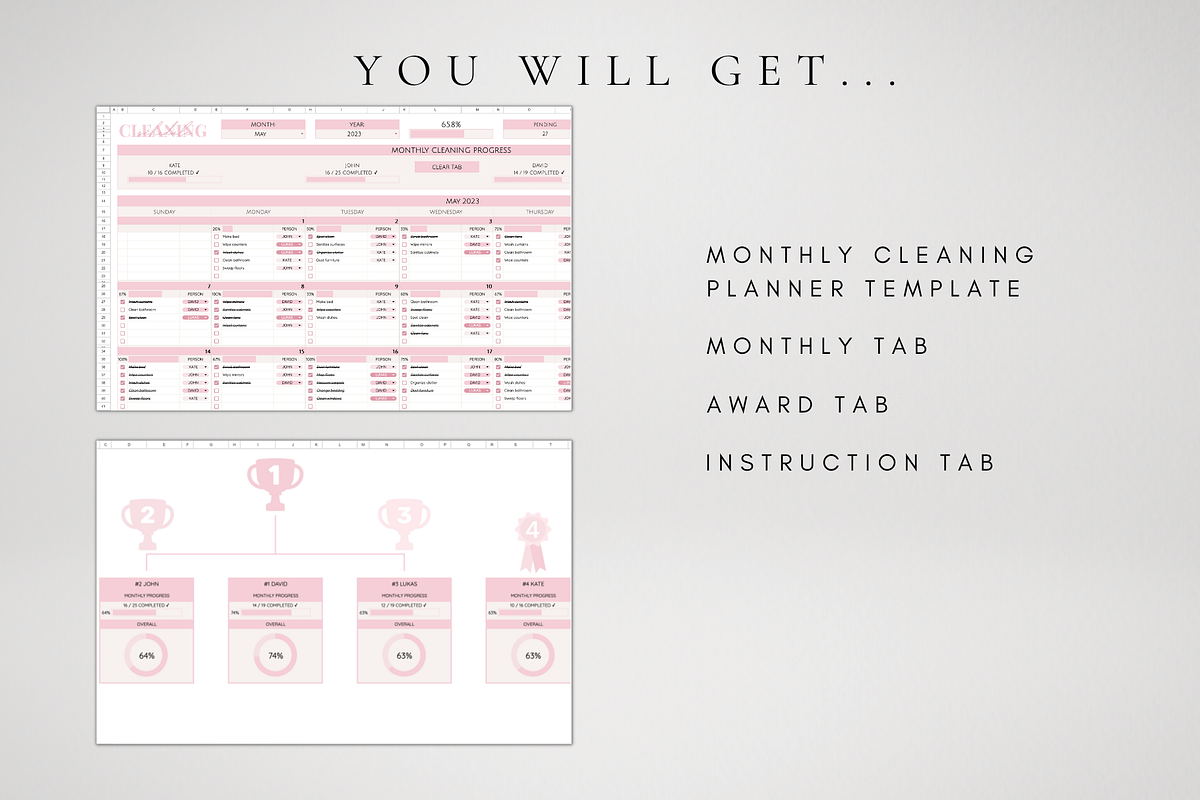 Monthly Cleaning Tracker Template, a Templates & Theme by BRANDcontent
