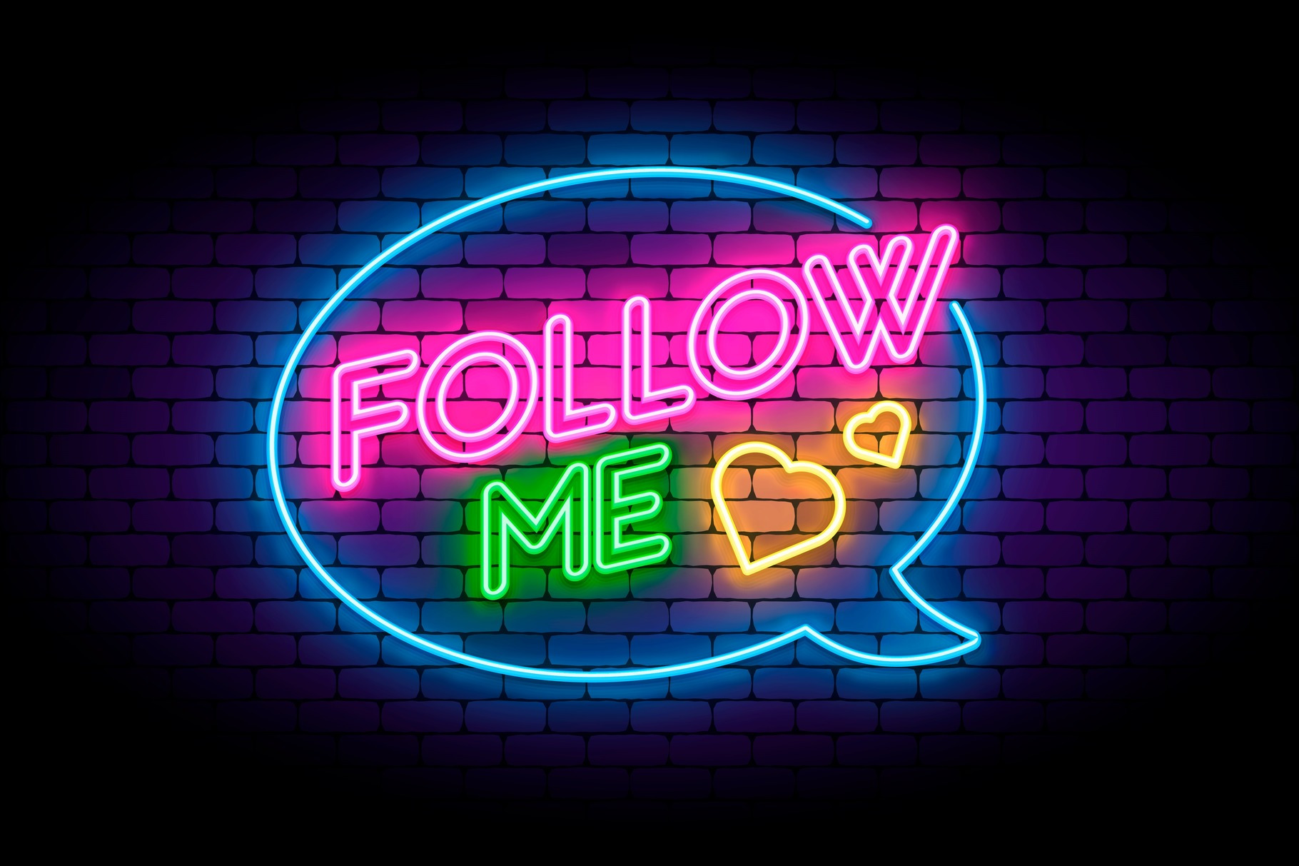 Follow me neon sign, a Decorative Illustration by zanimanski