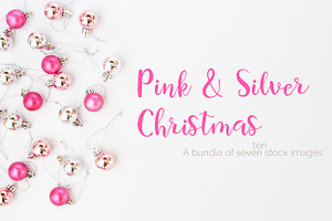 Pink & Silver Christmas Stock Images