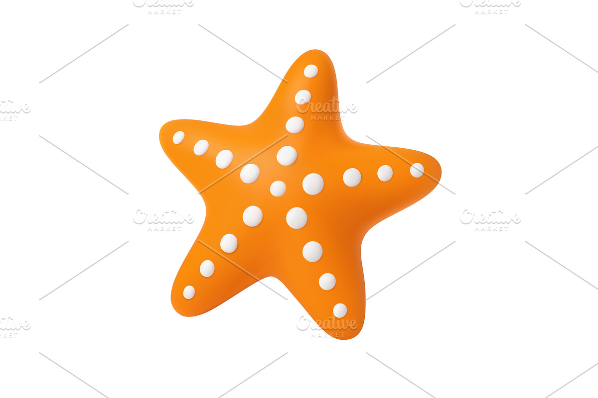 3d Red starfish icon., an Animal Illustration by ModVector